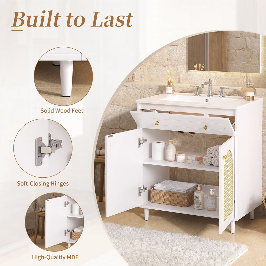 Modern Bathroom Vanity With Sink, Cabinet With Adjustable Shelf