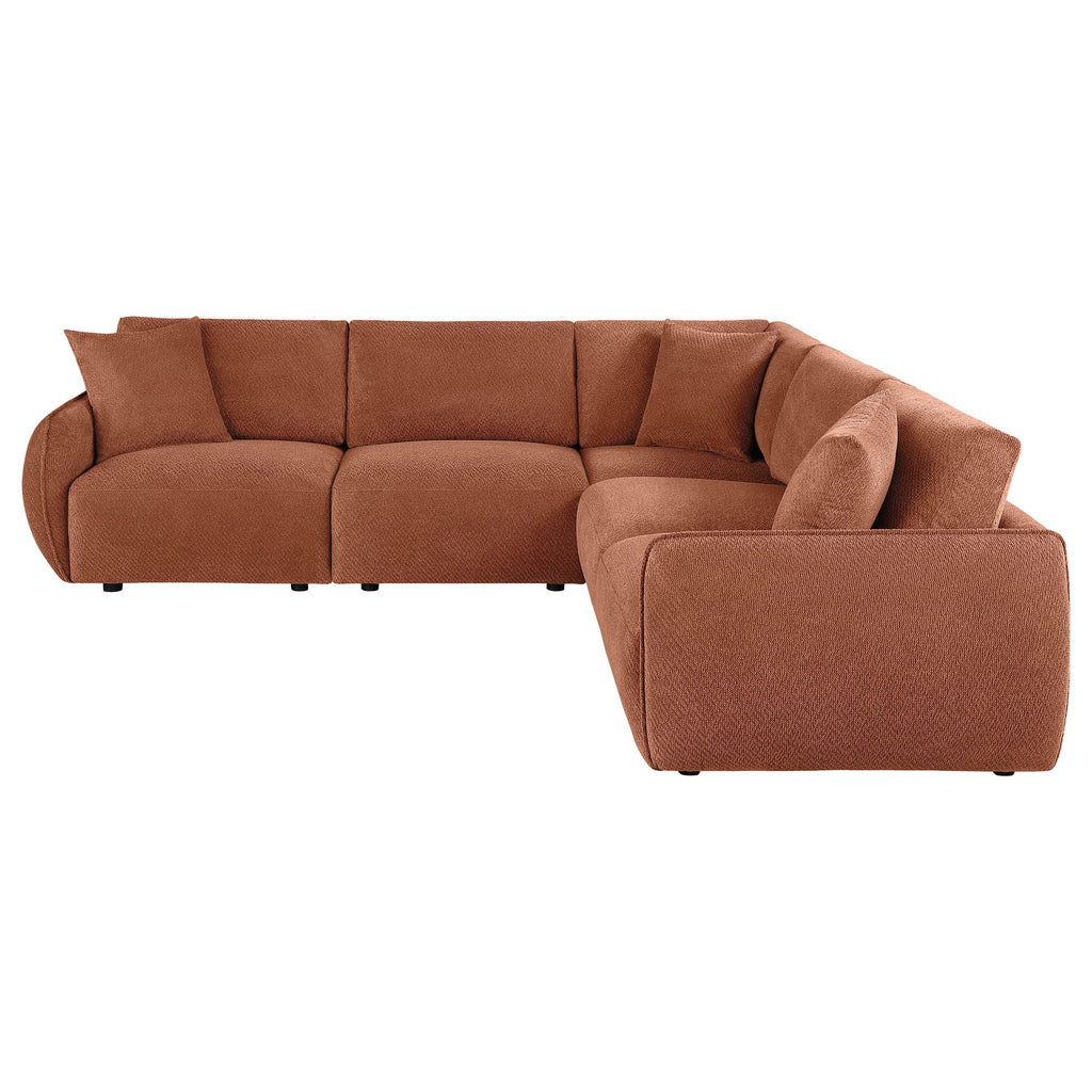 Elysia 5-piece Chenille Upholstered Modular Sectional Sofa Coral