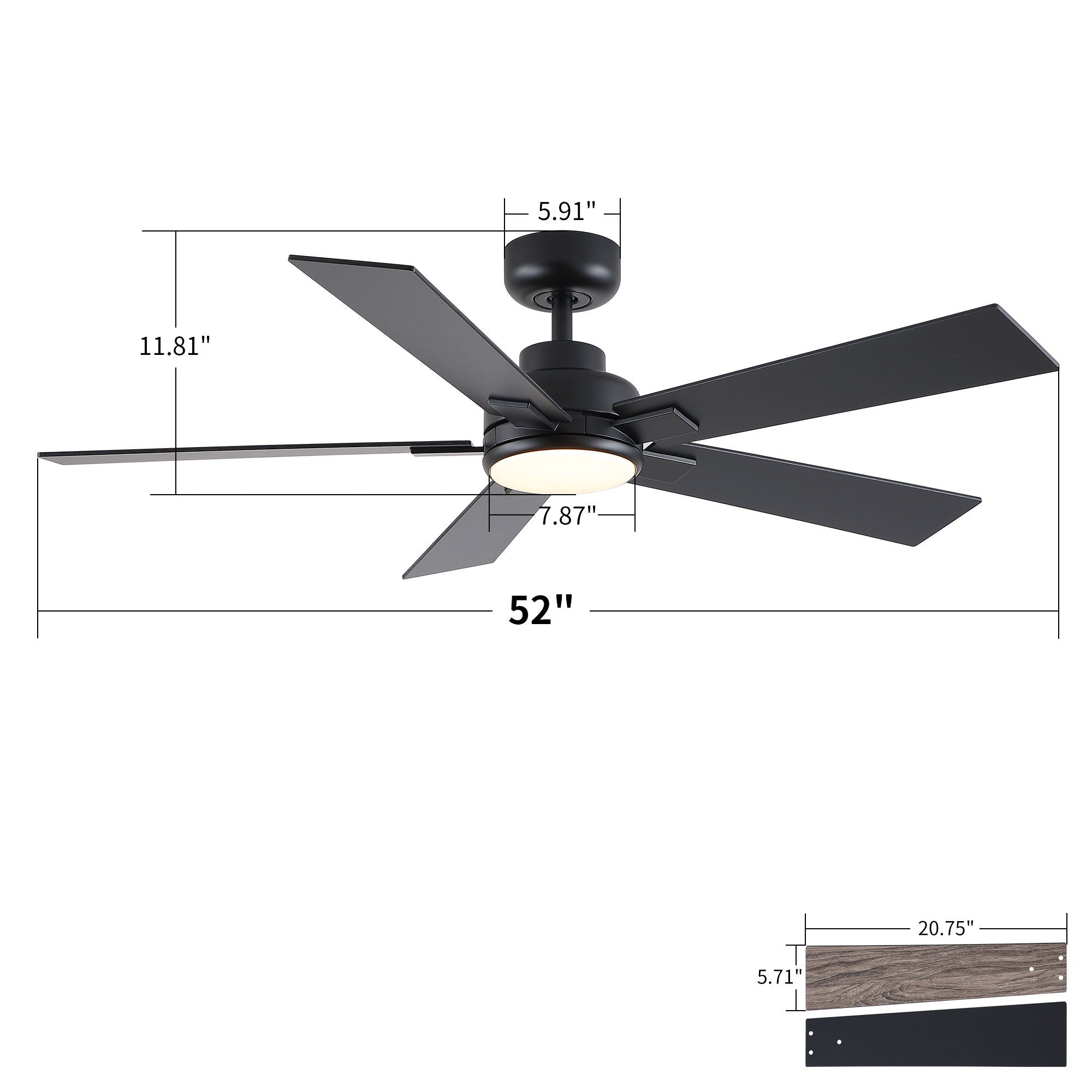 Reversible Motor Integrated LED Dimmable Ceiling Fan With Light