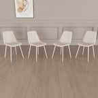 Modern Kitchen Dining Chairs (Set of 4) With Linen Padding And Sturdy Metal Legs - Beige