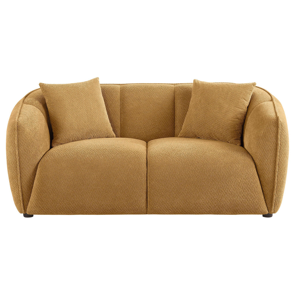 Aleisha Fabric Upholstered Loveseat Mustard Yellow