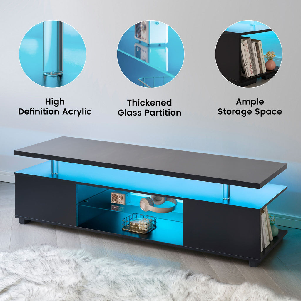 TV Stant With LED And Large Side Cabinet