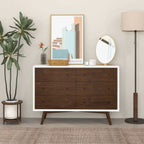 Dresser 6 Drawer - Dark Brown / White