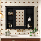 Wall Mounted Medicine Cabinet With Mirror, Storage Cabinet Featuring 6 Open Shelves And Adjustable Interior
