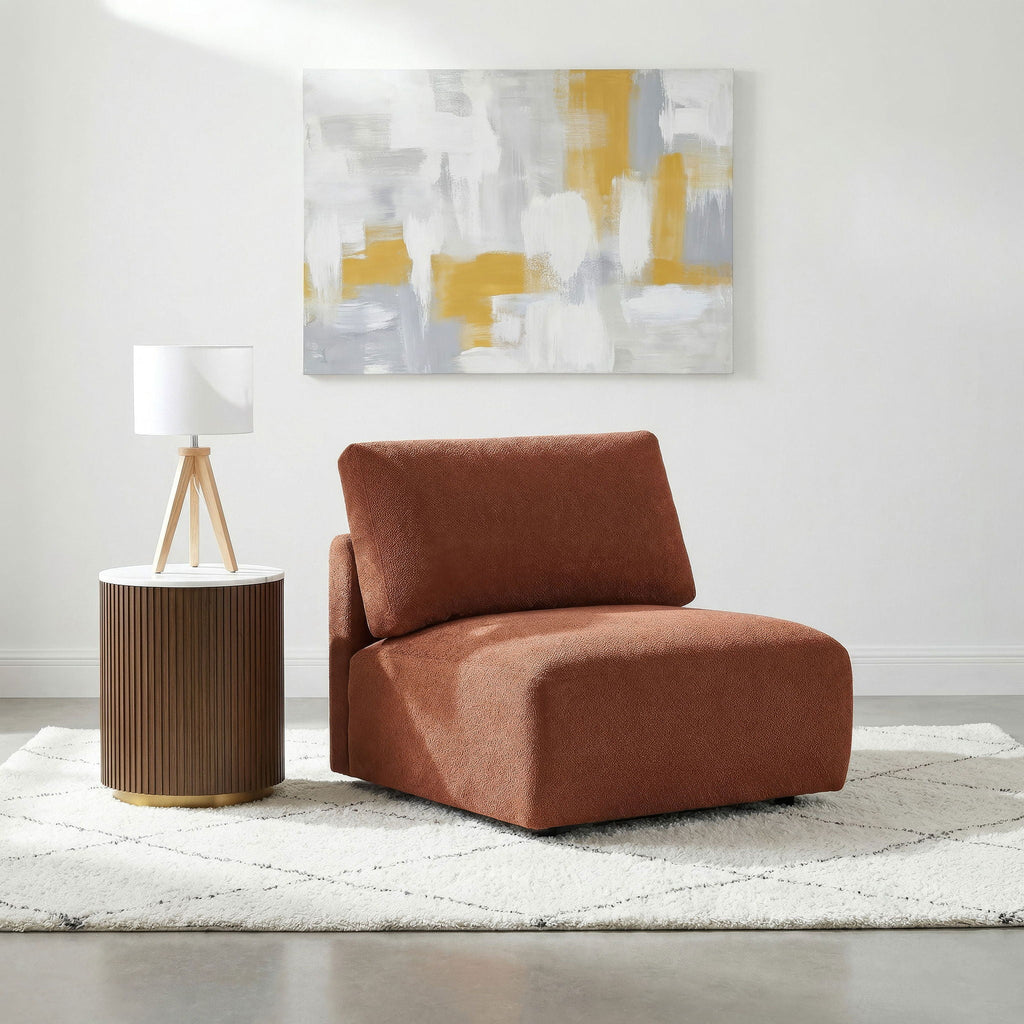 Elysia Chenille Upholstered Modular Armless Chair Coral