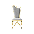 Gorgeous Streamlined High Back Fabric Stainless Steel Dining Chair (Set of 2) - Gold / Gray