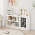3 In 1 Bookshelf And Toy Storage Cabinet With Chalkboard, Organizer For Playroom Featuring And Spacious Storage - White