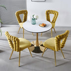 Modern Chair With Iron Tube Legs, Soft Cushions And Comfortable Backrest, Suitable For Dining Room, Living Room, Cafe, Hairball Back