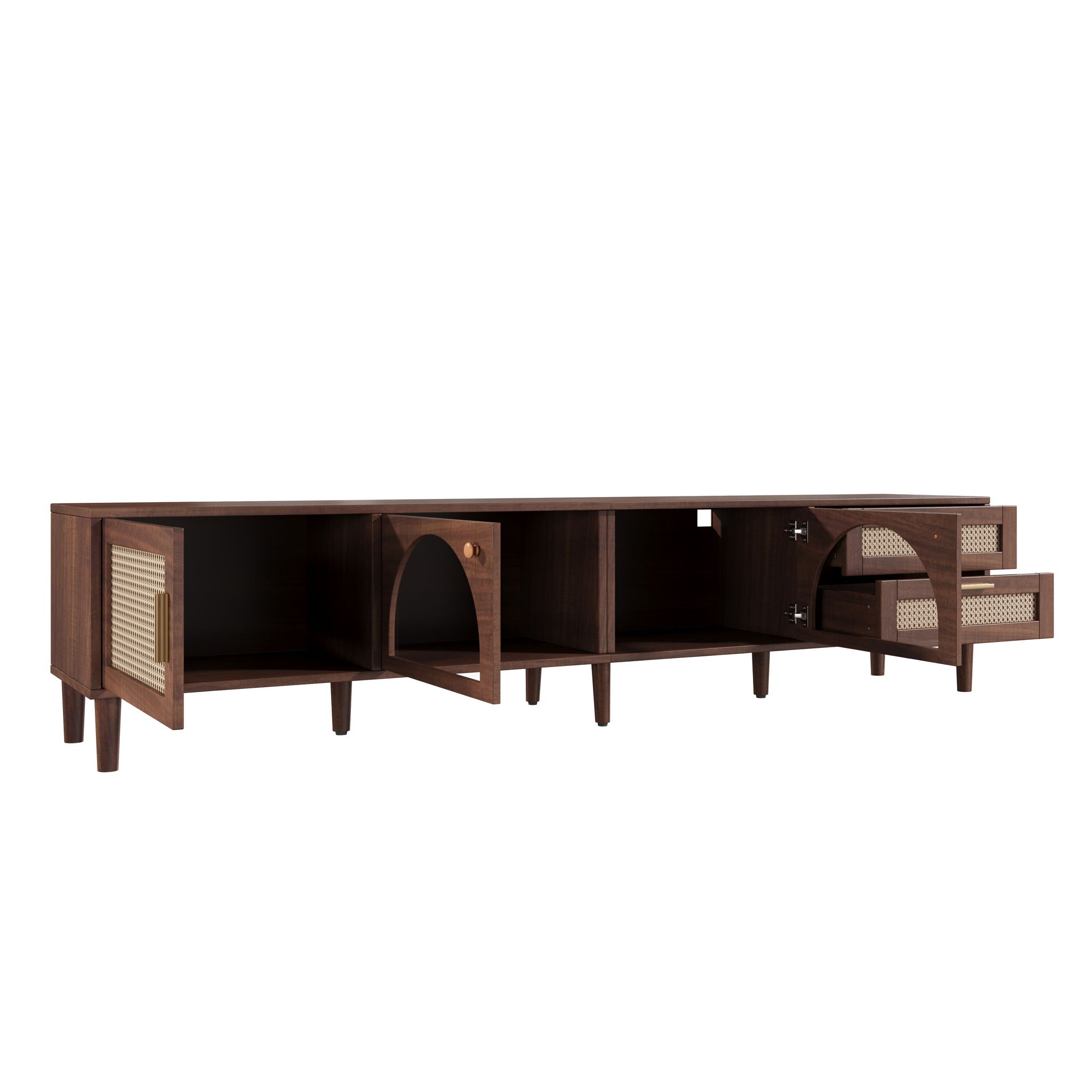 TV Stand For TVs Up To 90", Media Console With App Controlled LED Lights, 2 Drawers & Door Storage - Dark Brown