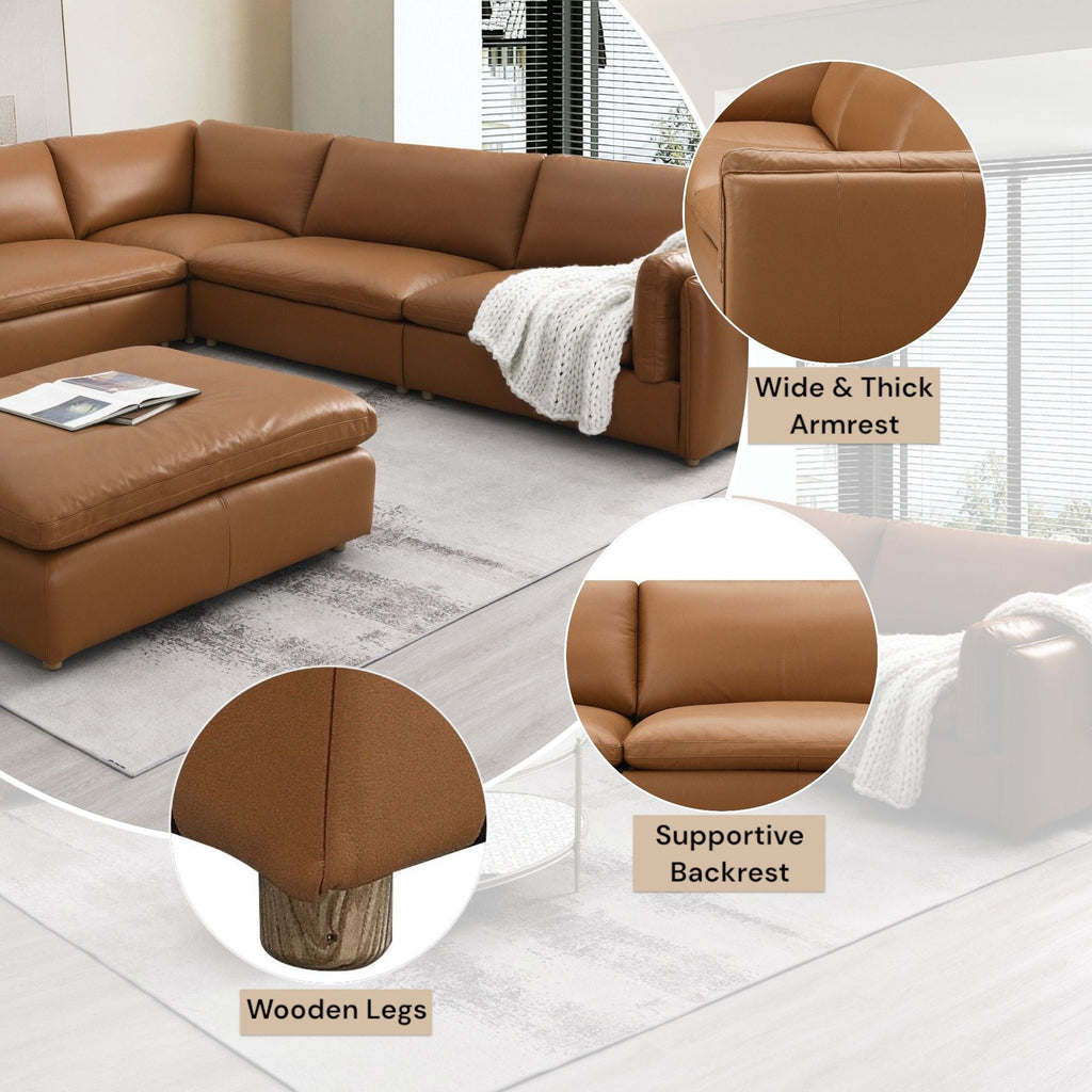 Brighton - Top Grain Modular Sectional - Brown