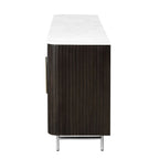 Clayten - Server With Marble Top & Fireplace - White & Espresso