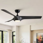 Reversible Quiet Motor Ceiling Fan Light With ABS Blades - Black / Gray
