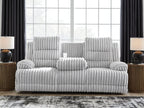 Rhines Falls - Reclining Power Sofa With Drop Down Table - Alloy