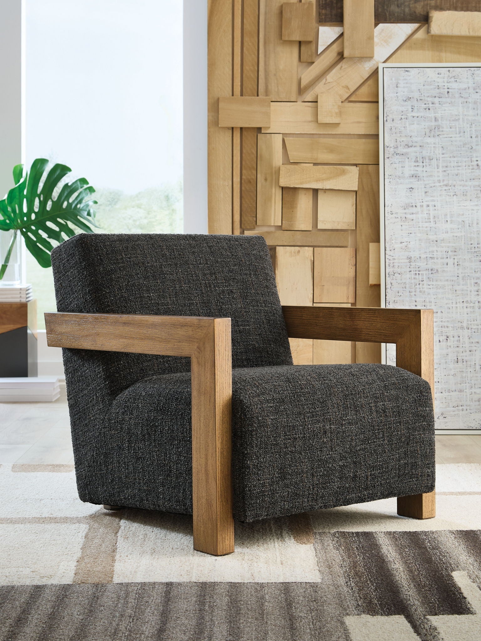 Dorney - Accent Chair - Charcoal / Brown