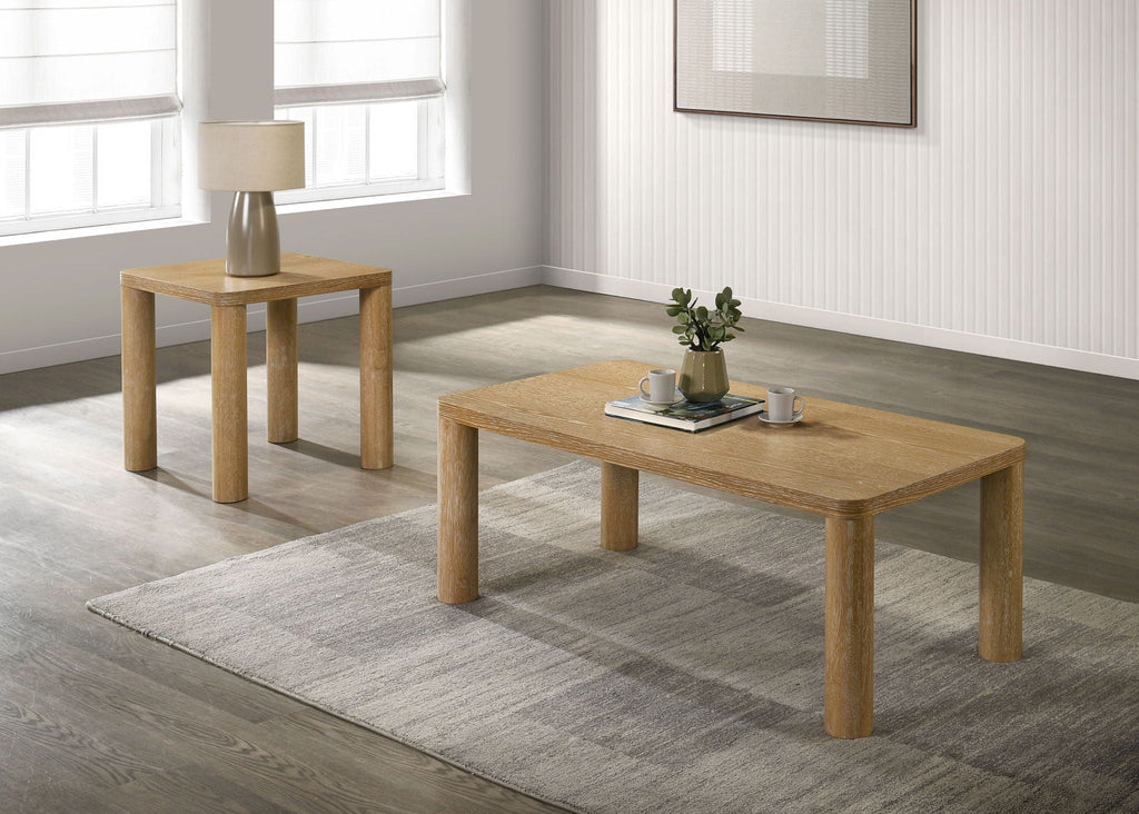 Castlewood 2-piece Cocktail Coffee Table Set Light Oak