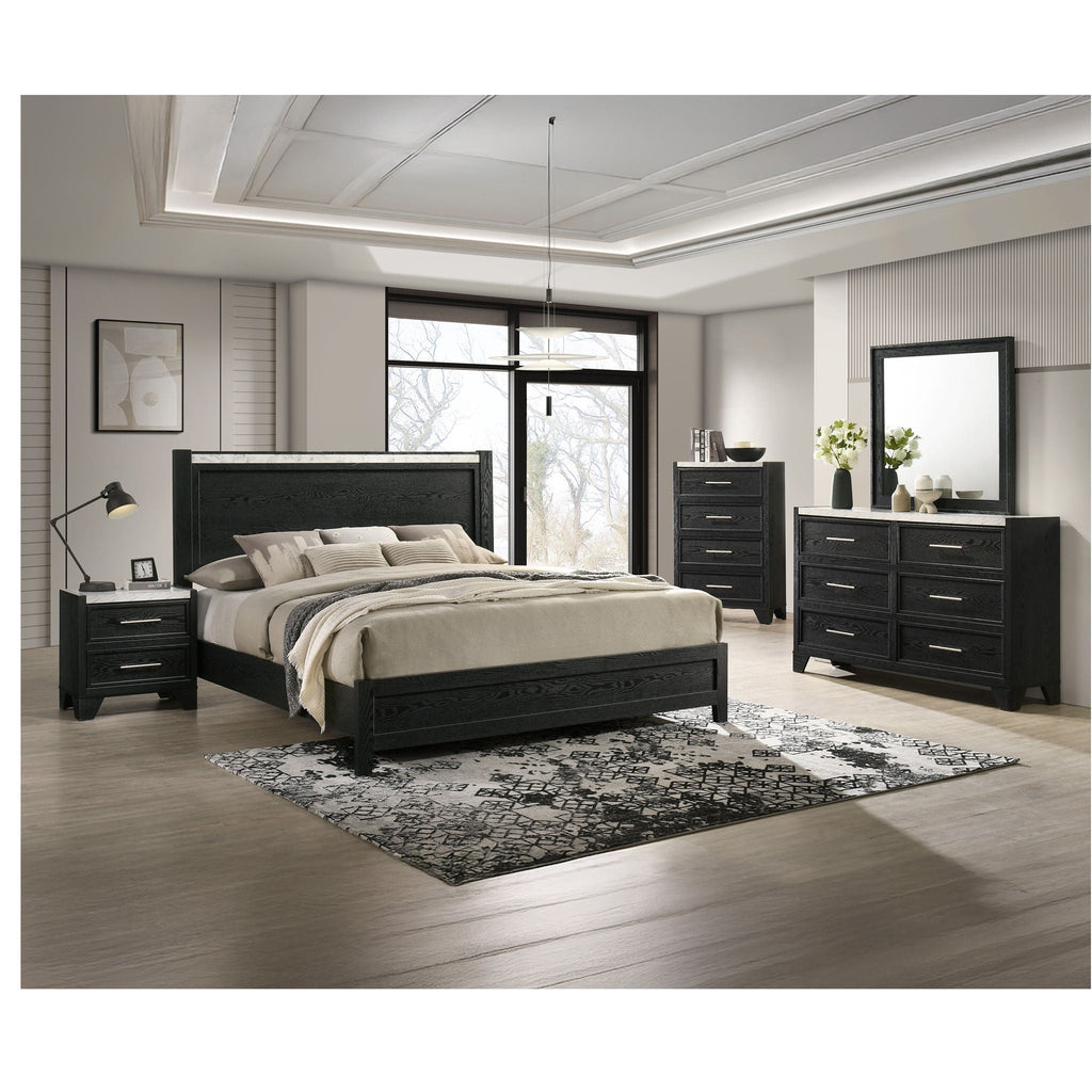 1 Piece 4 Drawers Tall Chest Bedroom Furniture - Black / White