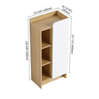 Freestanding Bathroom Side Cabinet, Narrow Storage Cabinet With Single Door & 3 Tier Open Shelves - Black / Light Oak / White