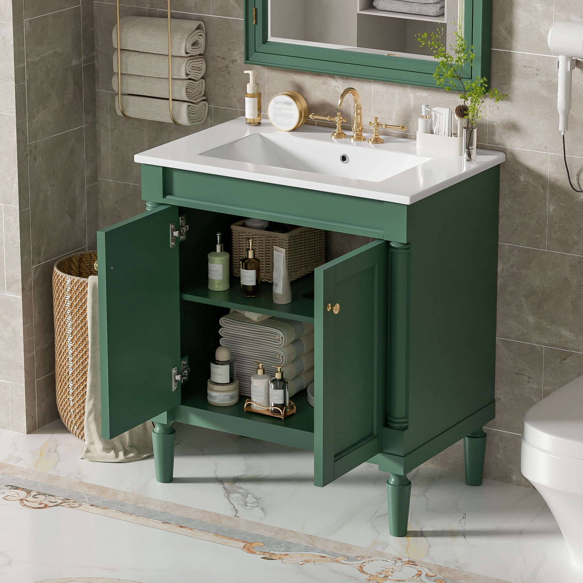 Bathroom Vanity Cabinet With Sink, Soft Close Doors, Storage Cabinet