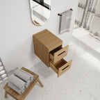 Floating Bathroom Vanity Drawer Base, Wall Mounted Storage With 2 Drawers - Light Oak