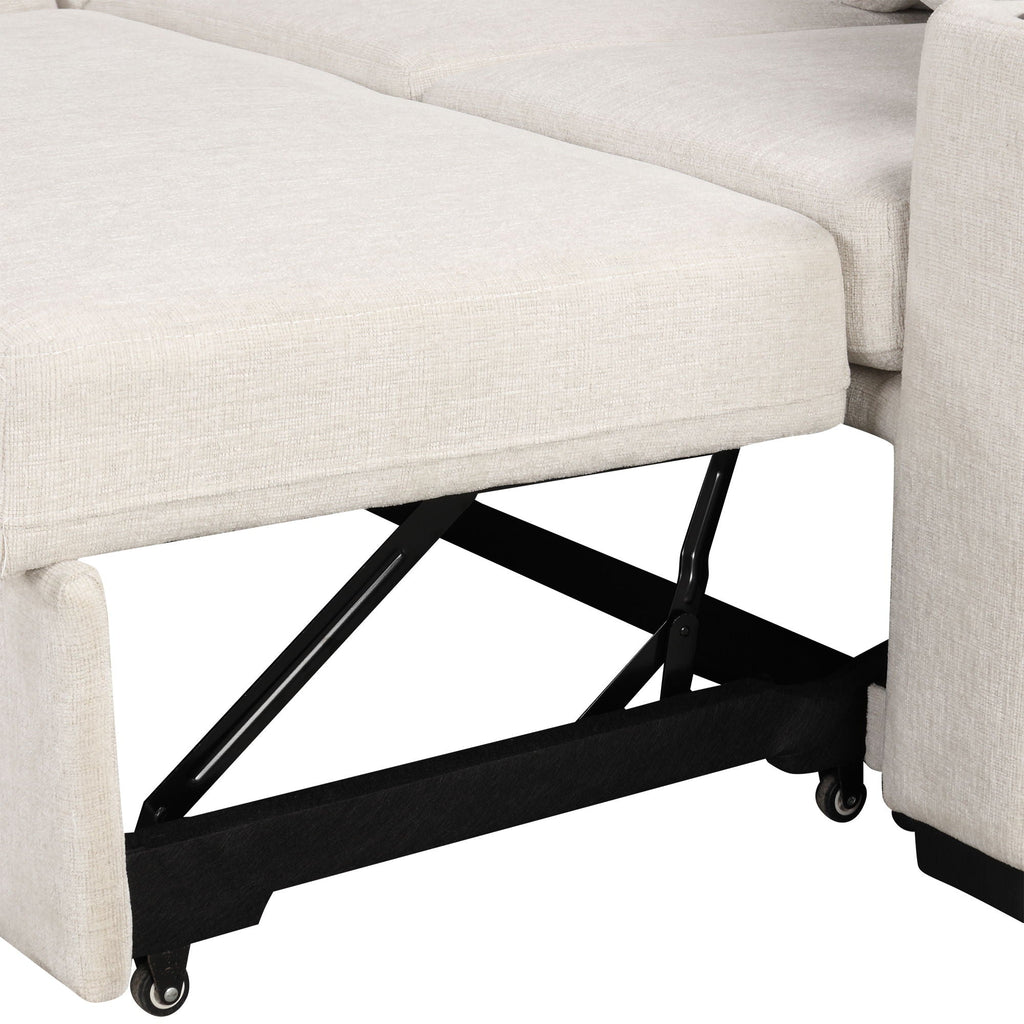 Single Pull Out Sofa Bed With USB Ports And Cup Holders