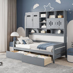 Daybed With All-In-One Cabinet And Shelf