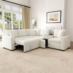 Modular L-Shaped Sectional Sofa Bed With Pull-Out Sleeper, Cup Holders, And Storage