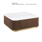 3 Piece Table Set, Square Cocktail Table & 2 Square End Tables - Brown / Gold / White