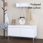 Wall Mounted Entryway Shelf With Hooks And Storage Bench Set - Off White