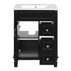 Bathroom Vanity With Sink, Compact Cabinet & 2 Drawers And Adjustable Shelf