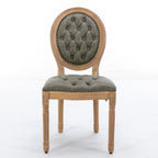 French Style Solid Wood Frame Antique Painting, Hand-Pulled Buckle Decoration Artificial Dining Chair With Nailhead Trim, Wood Legs