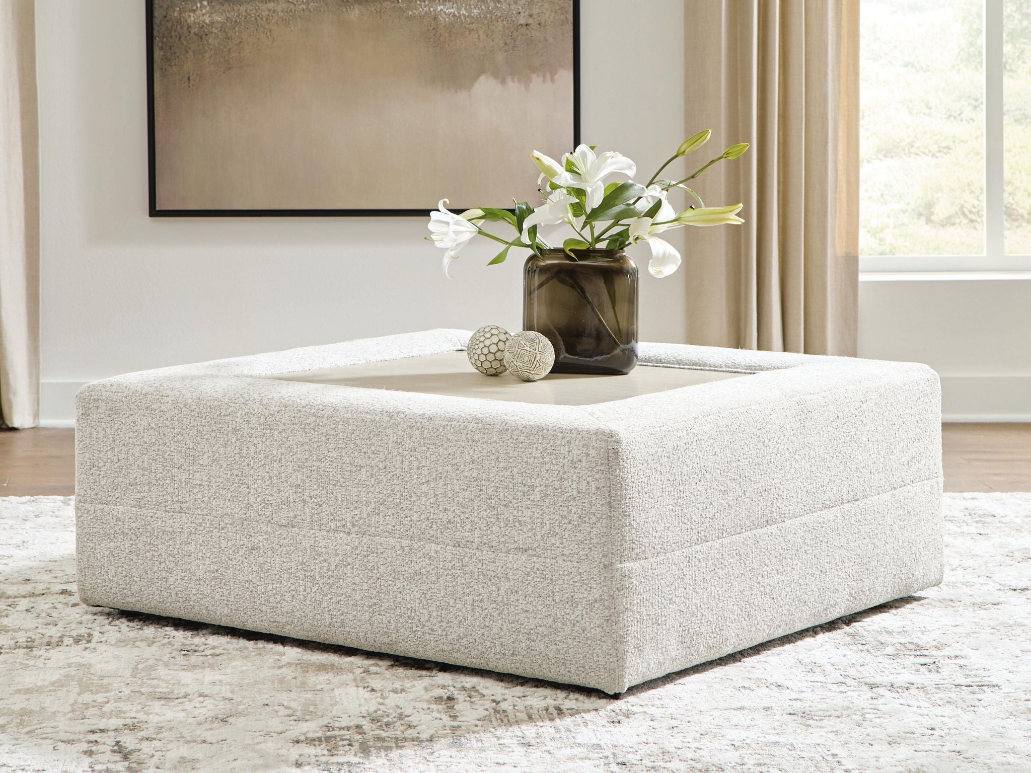 Ashbourne Estate - Oversized Accent Ottoman - Snowstone