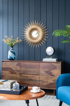 Retro DesignSunburst Metal Wall Mirror Decorative Mirror For A Bedroom Dressing Room, Hallway Or Living Space - Gold