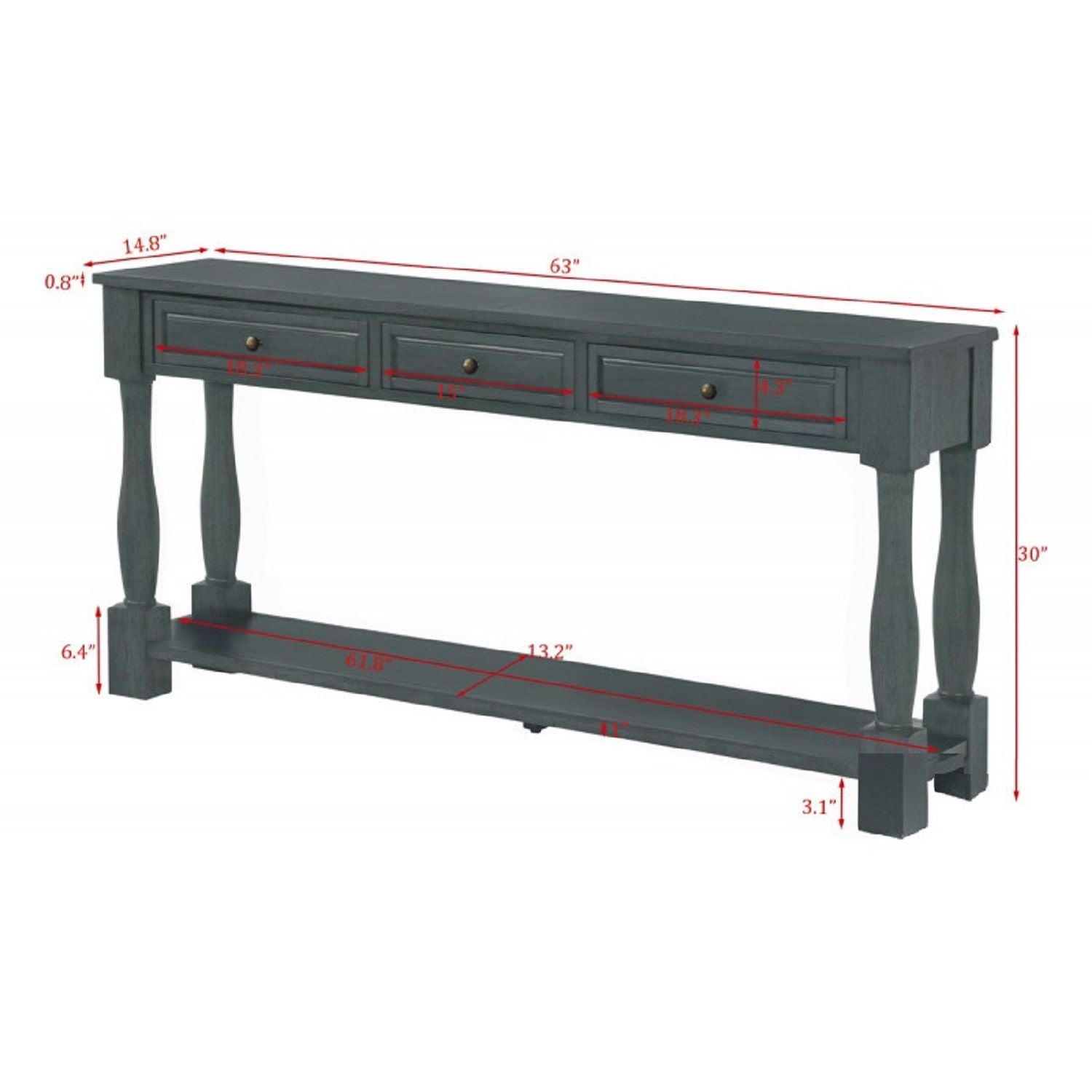 Long Console Table With Drawers And Shelf