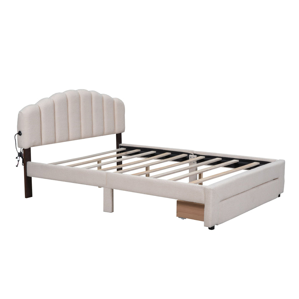 Upholstered Platform Bed With Drawer