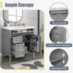 Bathroom Vanity With Top Sink, Storage Cabinet With 2 Drawers, Tip Out Drawer