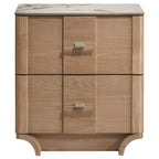 Leanne 2-drawer Sinter Stone Top Nightstand Light Oak