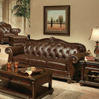 Anondale - Sofa - Espresso Top Grain Leather Match & Cherry