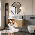 L-Shaped Wall Mounte Floating Bathroom Vanity With Integrated Sink