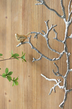 Metal Branch Wall Sculptures With Bird Accents (Set of 2) - Silver Multi