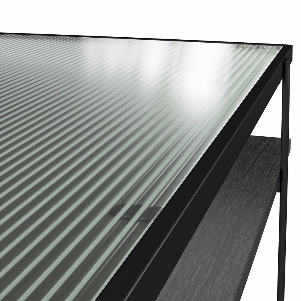 Vance - Computer Desk With Fluted Glass Desktop - Black