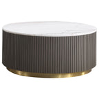 Jason 3-piece Round White Marble Coffee Table Set Charcoal