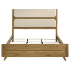 Bennett 78-inch California King Upholstered Panel Bed Cream and Light Oak