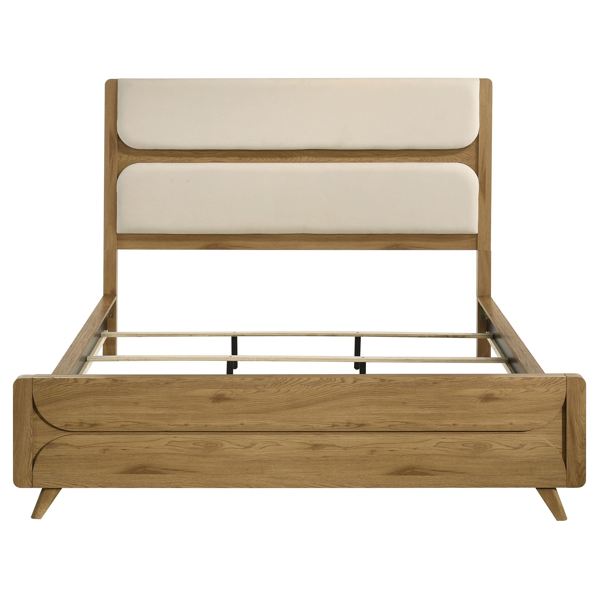 Bennett 78-inch California King Upholstered Panel Bed Cream and Light Oak