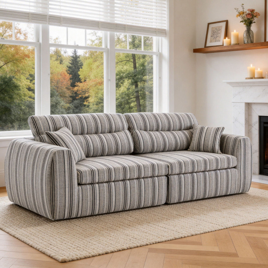 3 Seater, Couch With Throw Pillows For Living Room