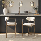 Artemis - Mixed Material Upholstered Counter Stool - Warm White