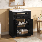 Bathroom Vanity With Integrated Sink, 2 Door Cabinet With Tip Out Drawer, Rectangular Design