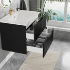 Modern Wall Mounted Floating Bathroom Vanity With Sink And Drawers