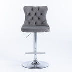 Swivel Barstools Adjusatble Seat Height From 25-33", Modern Upholstered Base Bar Stools With Backs Comfortable Tufted For Home Pub And Kitchen Island (Set of 2)