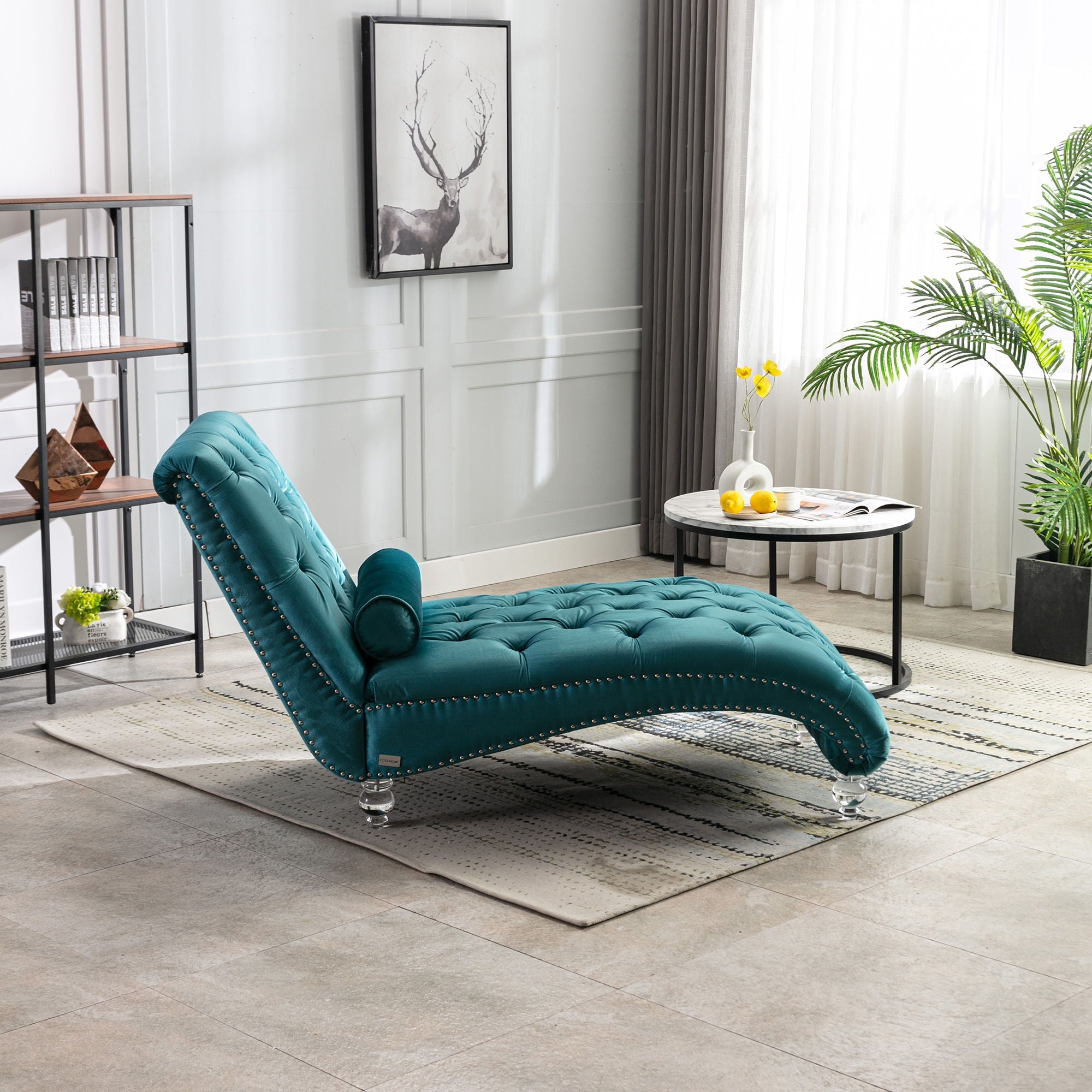 Chaise Lounge Indoor, Button Tufted Upholstered Chaise Lounge Chair With Pillow