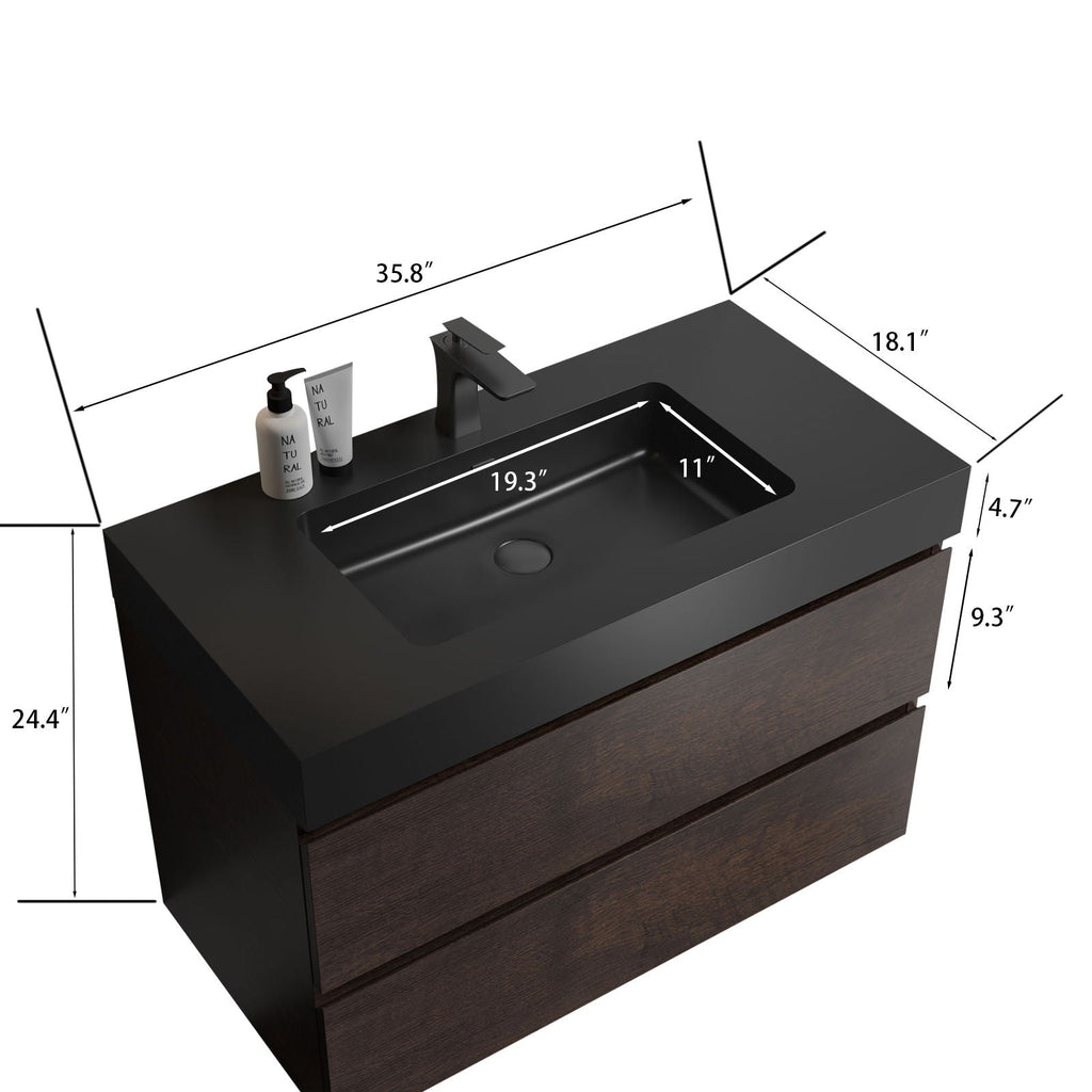 Alice - Bathroom Vanity Wall Mounted With Sink, Large Storage